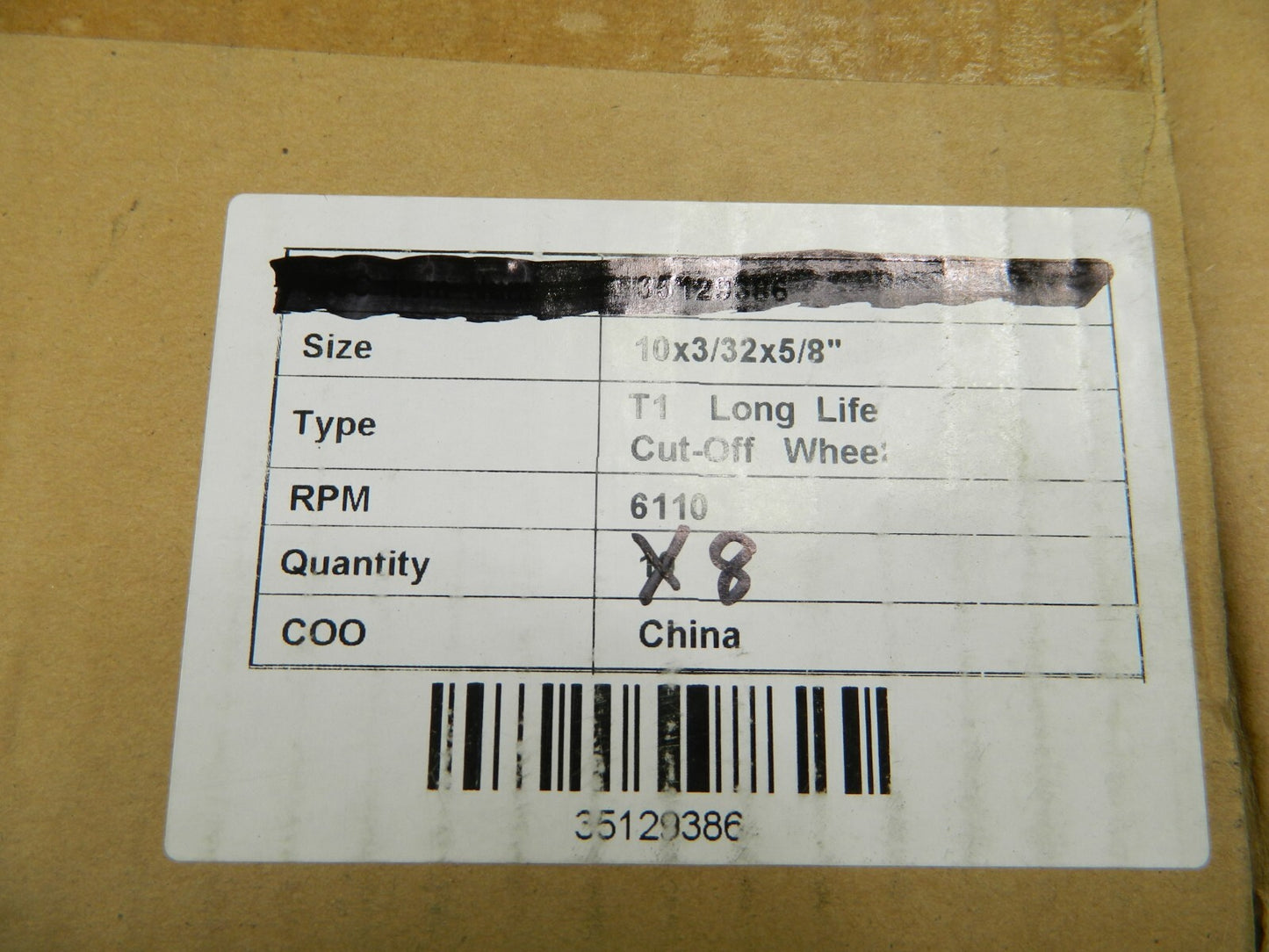 TRU-MAXX AO Cutoff Wheel Type 1, 10" Dia, 3/32" Thick, 5/8" Hole Qty 8 35129386