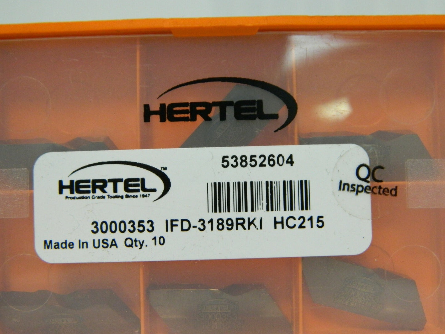 Hertel Carbide Grooving Insert 3189IFD K Grade HC215 Qty 10 3000353