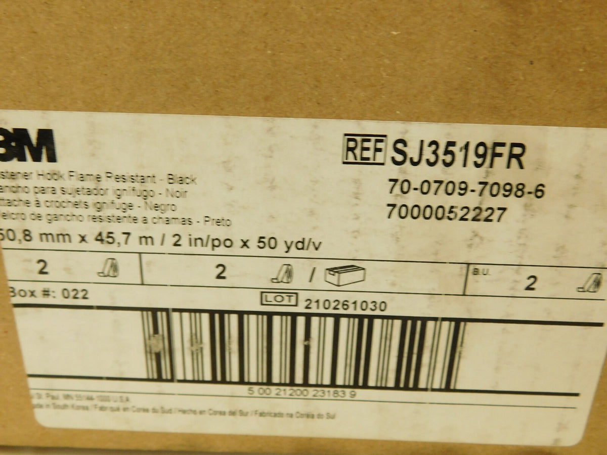2 Rolls of 3M Black Reclosable Fastener 2" W x 50 yd SJ3519FR 7000052227