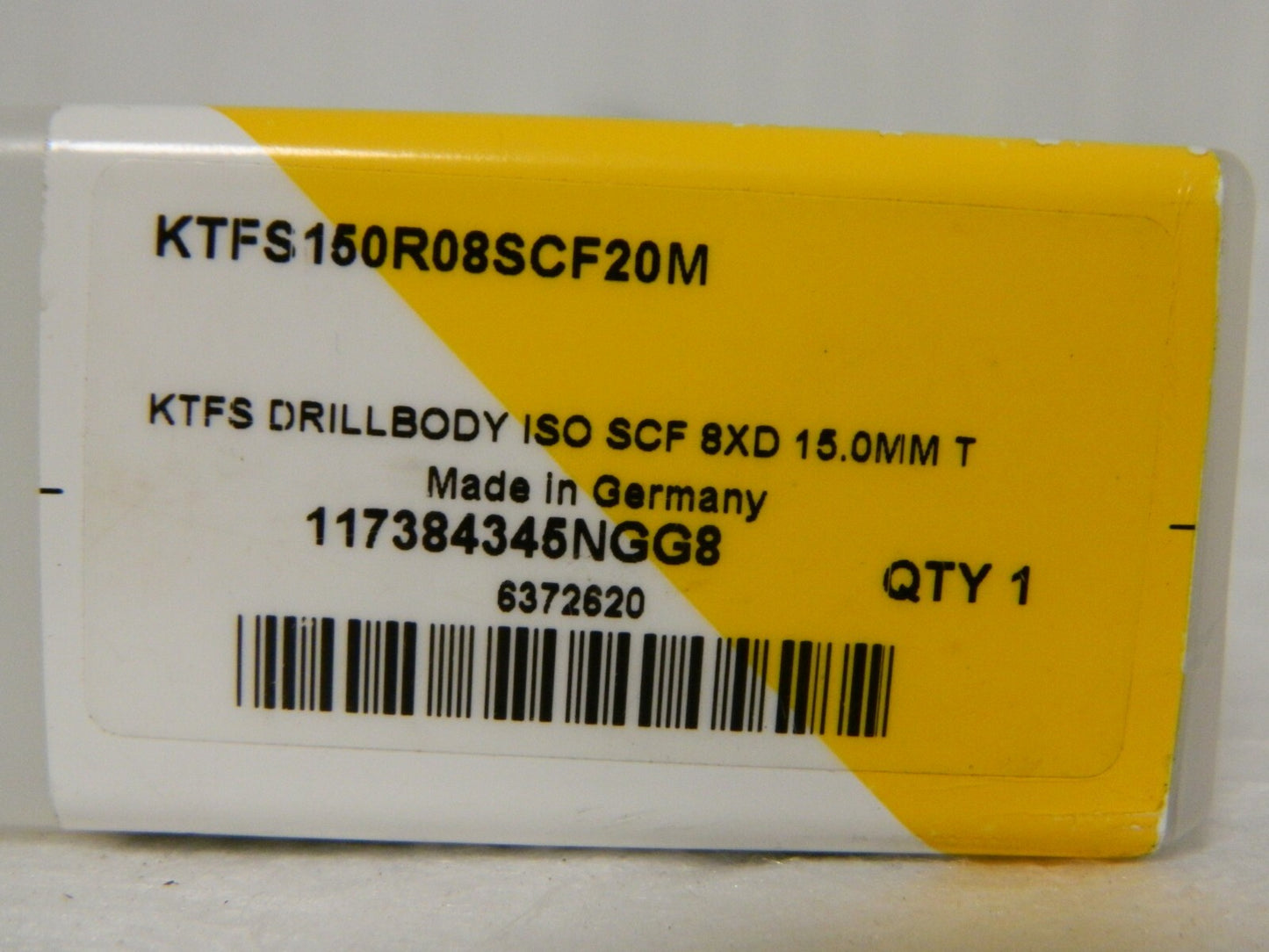 Kennametal 8XD SCF Modular Drill 20MM Shank Dia 15mm Nose Dia 205mm OAL 6372620
