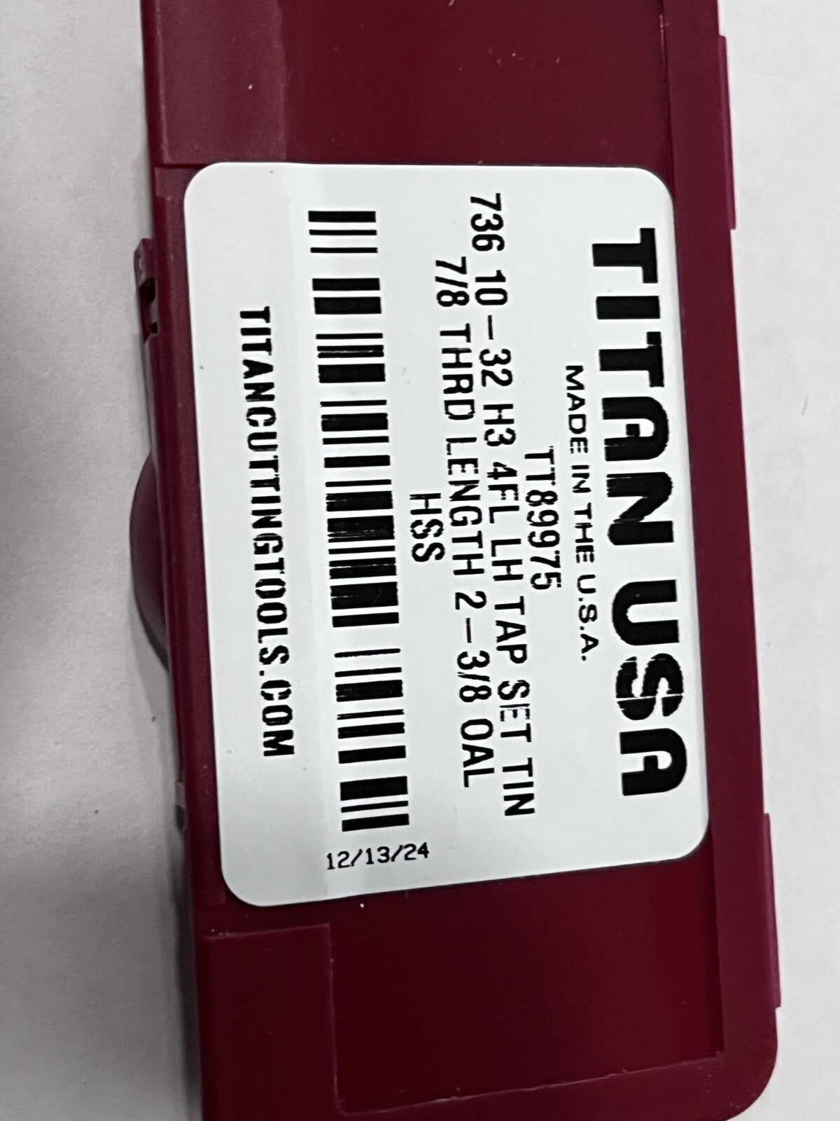 Titan USA Tap Set HSS Overall Length (Inch): 2-3/8