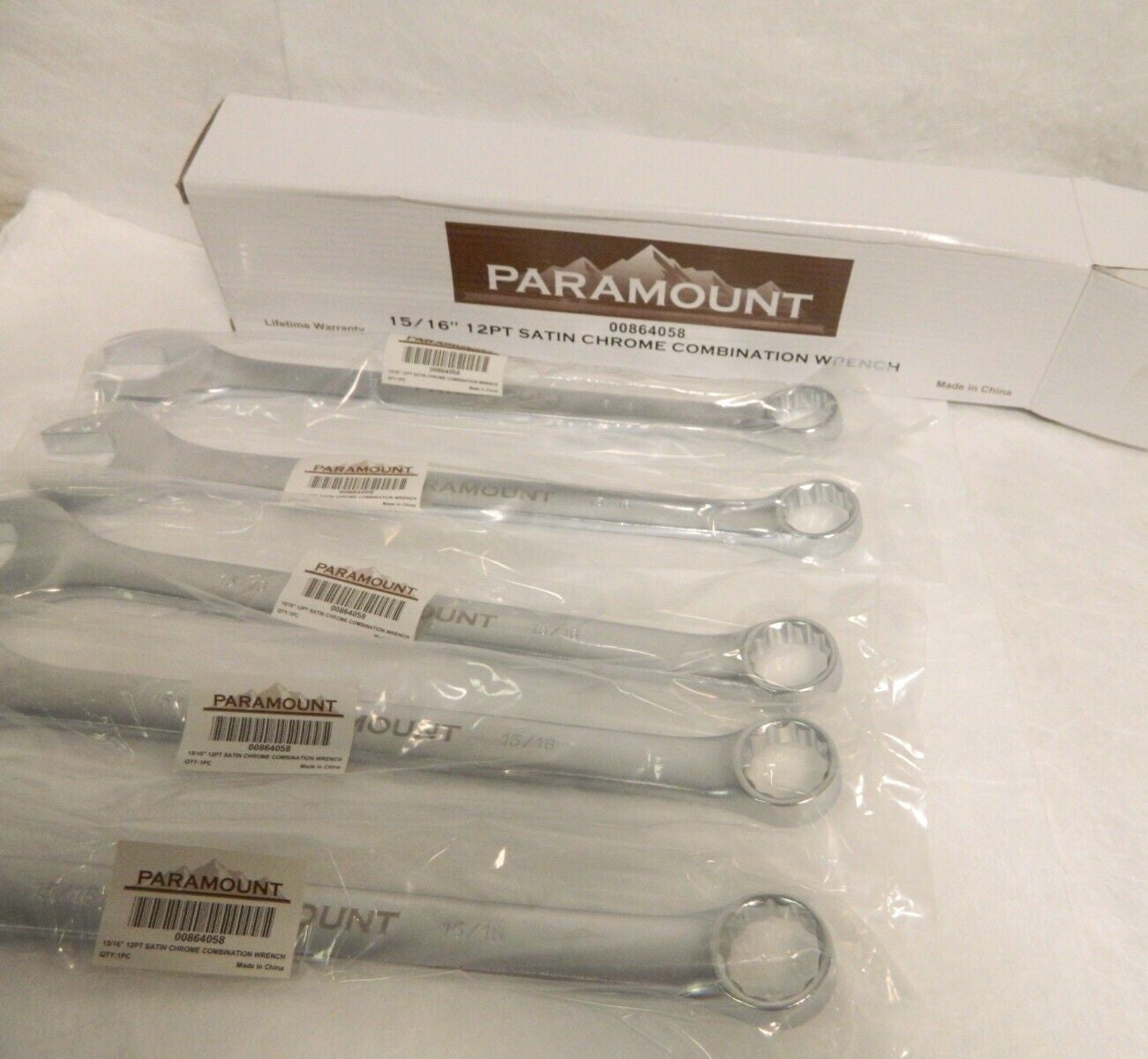 Paramount 15/16" 12 Point Combination Wrench 12-1/2" OAL Box of 5 00864058