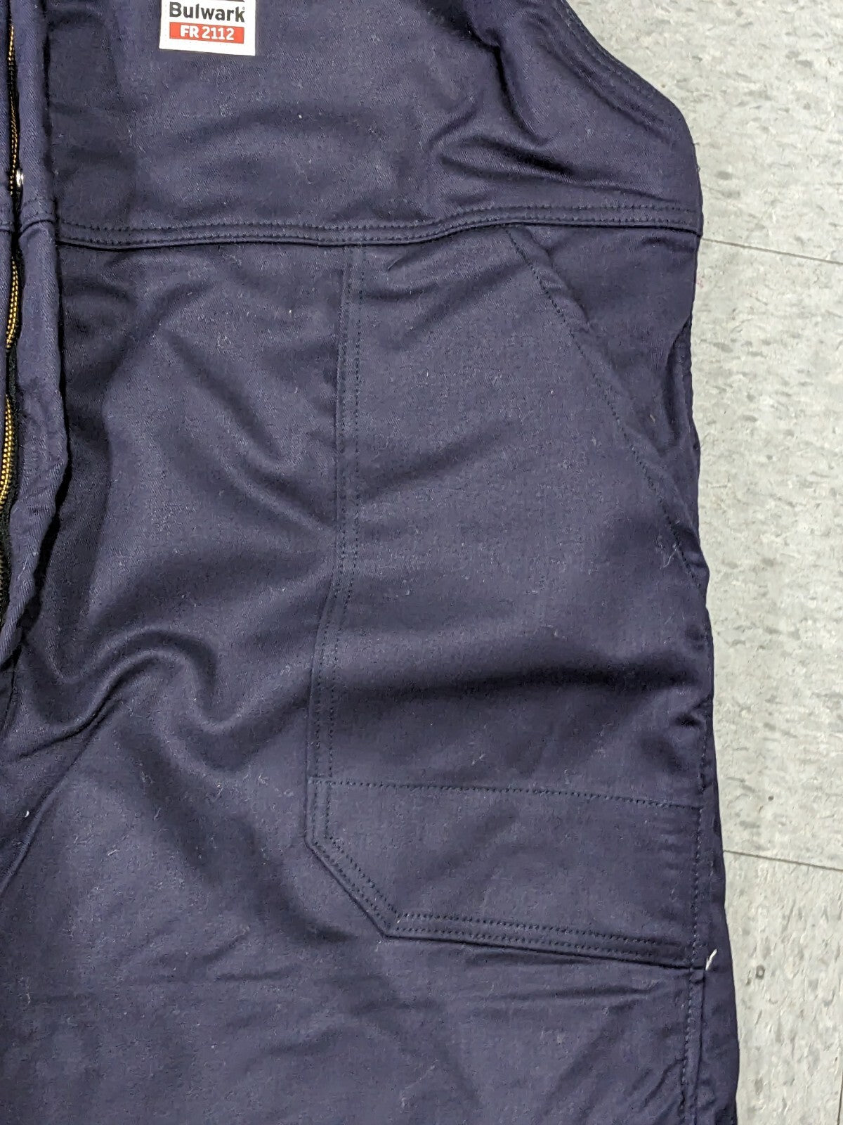 BULWARK Bib Overalls: Sz 3X-Large, Cotton, Zipper Closure, 5 Pocket BLC8NV