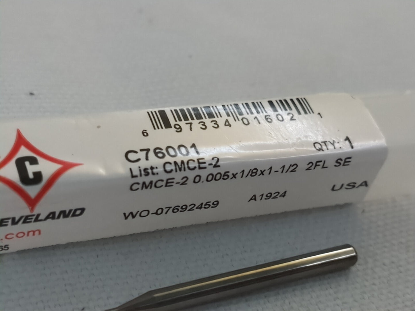 CLEVELAND Square End Mill: 0.13 mm Dia, 0.3800 mm LOC, 2 Fl HSS C76001