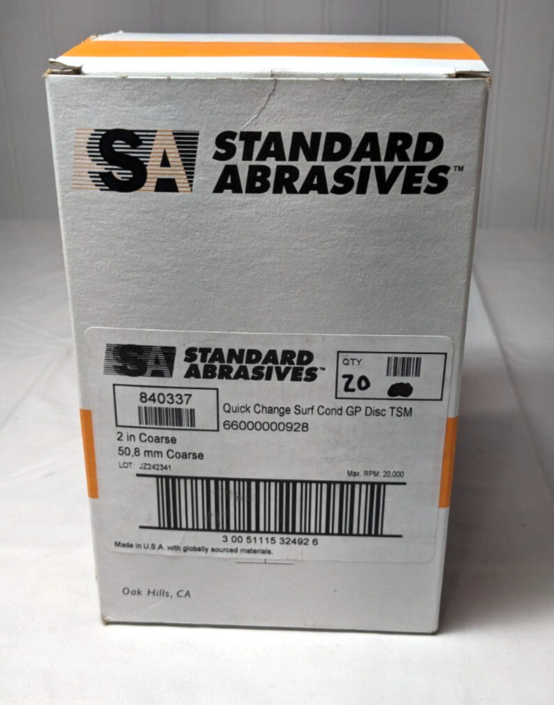 STANDARD ABRASIVES Quick-Change Disc GP TSM 2" Dia Coarse *BOX OF 20* 840337