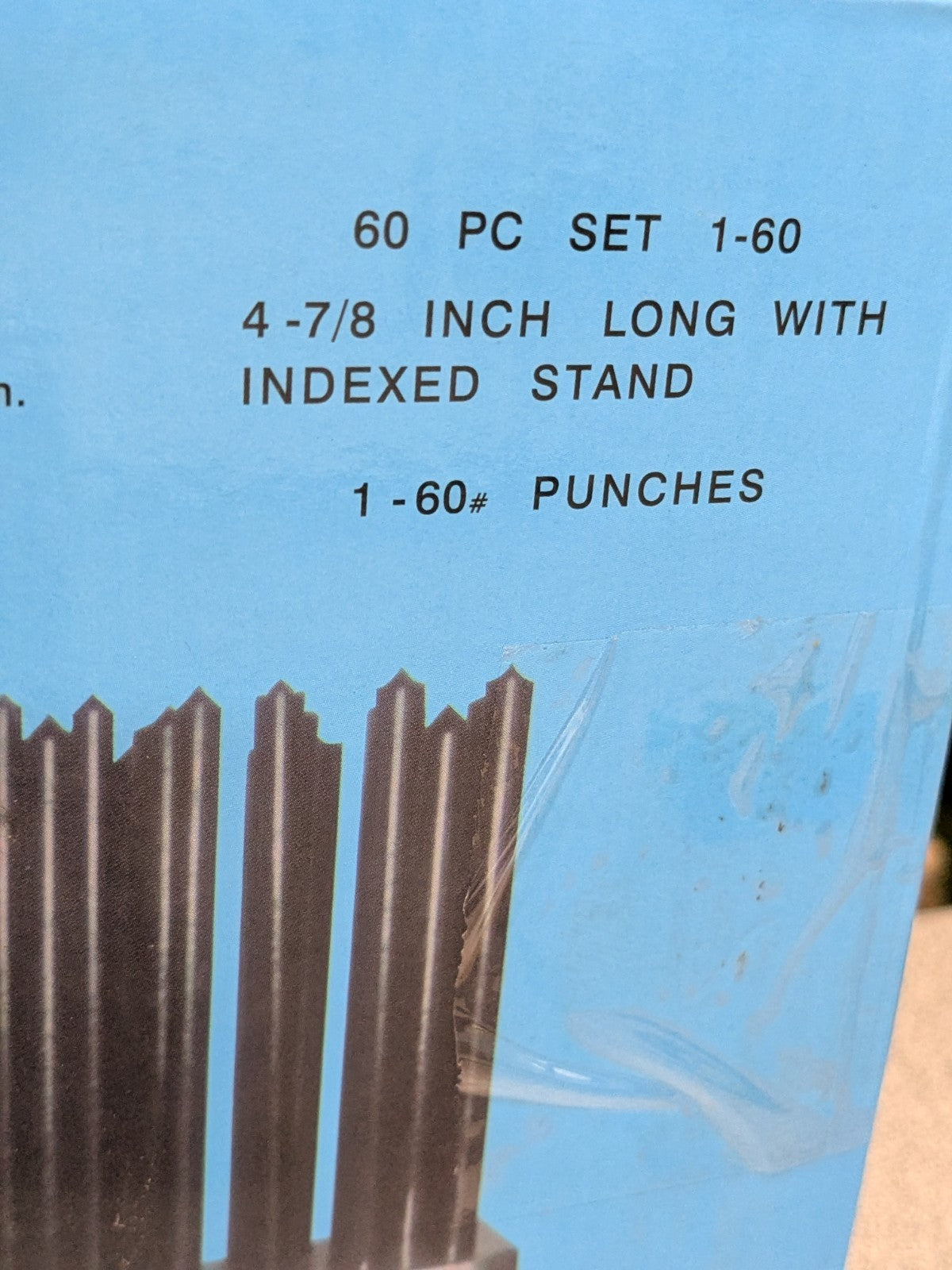 Transfer Punch Set: 60 Pc, #1-60, 4-7/8" Long, With Stand 830-4060