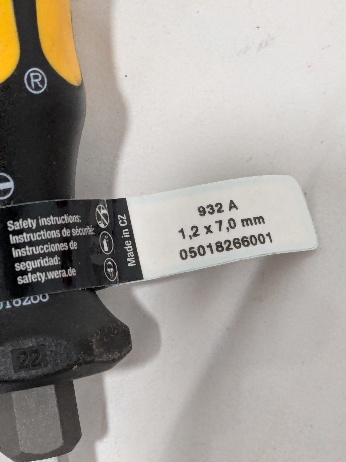 Wera 932 A Screwdriver For Slotted Screws, 1.2 x 7 x 125 mm 018266