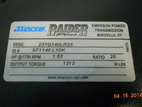 Morse Raider C-Face Worm Gear Reducer 25:1 Ratio Right & Left Output 237Q140
