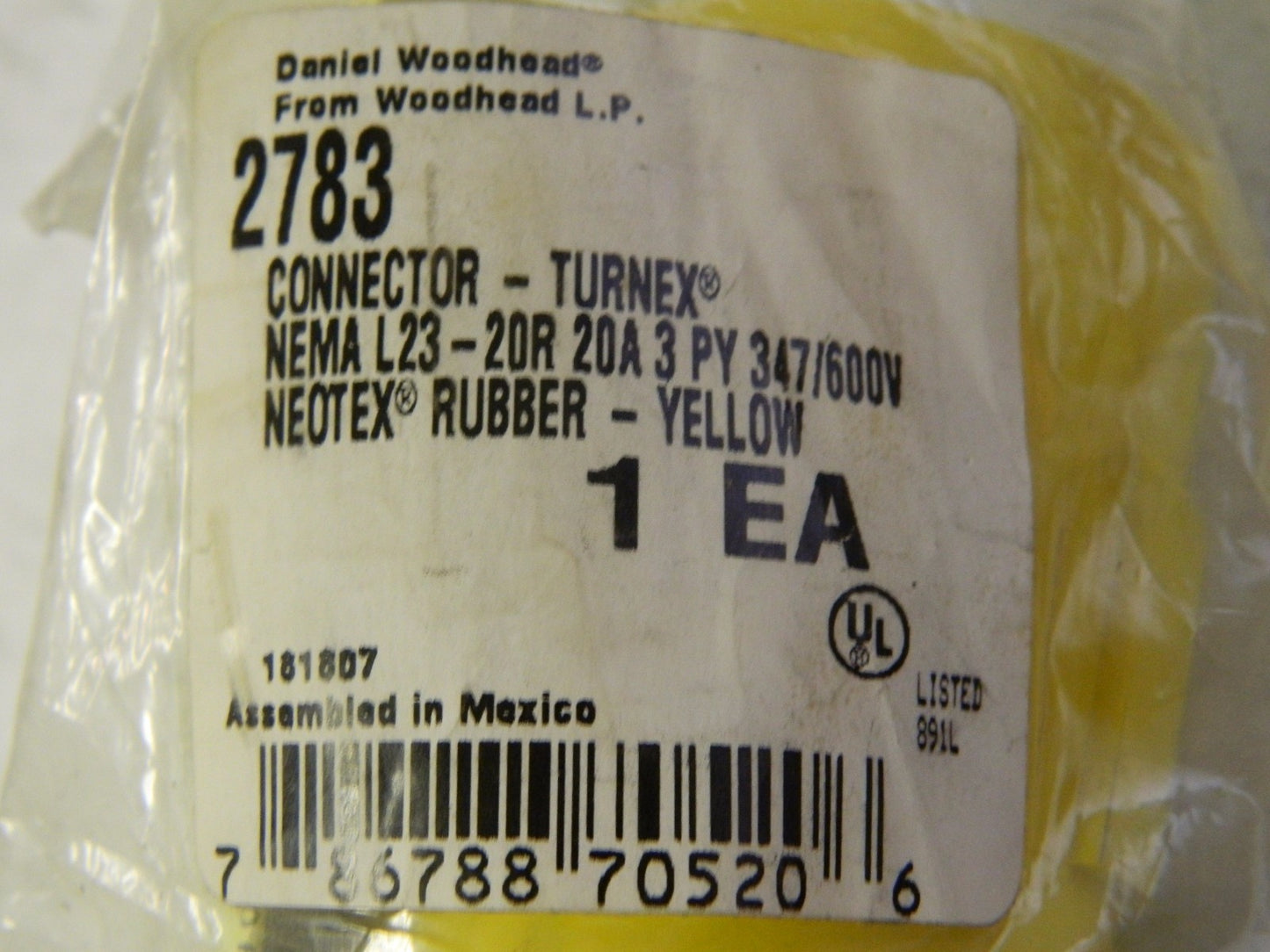 Woodhead Ungrounded Connector 347/600 VAC 20A L23-20 NEMA 2783