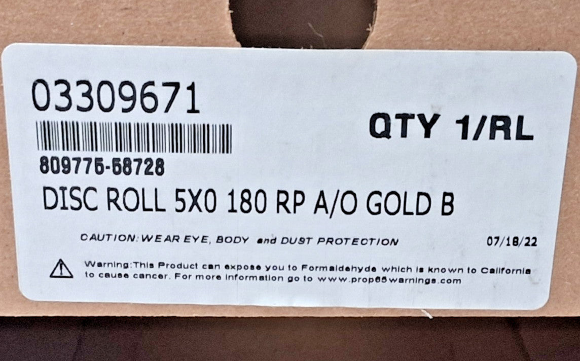 QTY1 Roll Aluminum Oxide PSA Discs Of 100 Grit 5" Dia 809775-58728