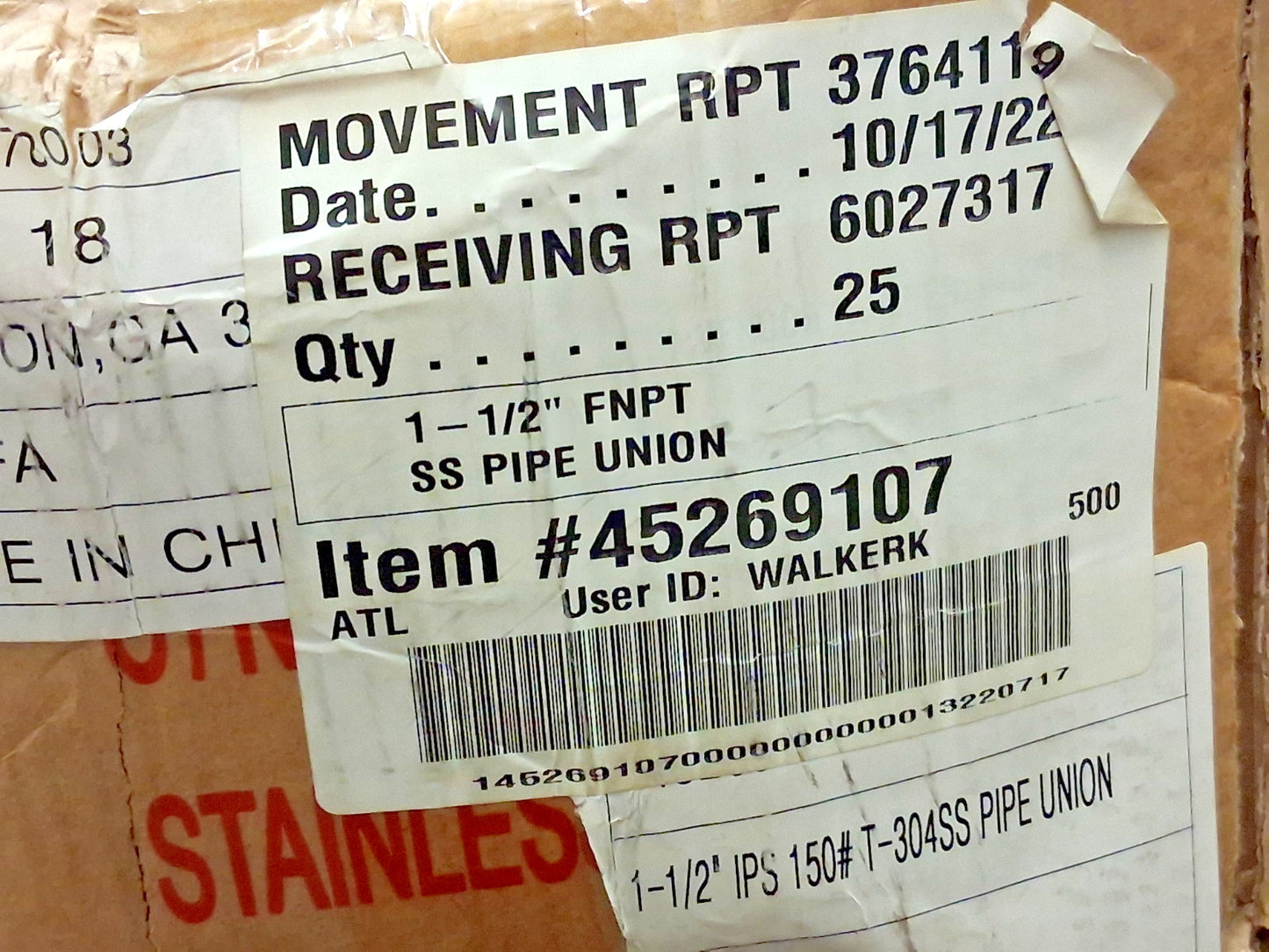 Pro 304 Stainless Steel Pipe Union 1-1/2" 45269107