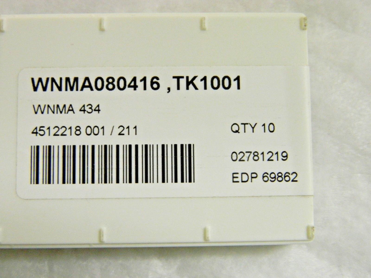 Seco Carbide Turning Inserts 3/16" Thick WNMA080416 Grade TK1001 Qty 10 698