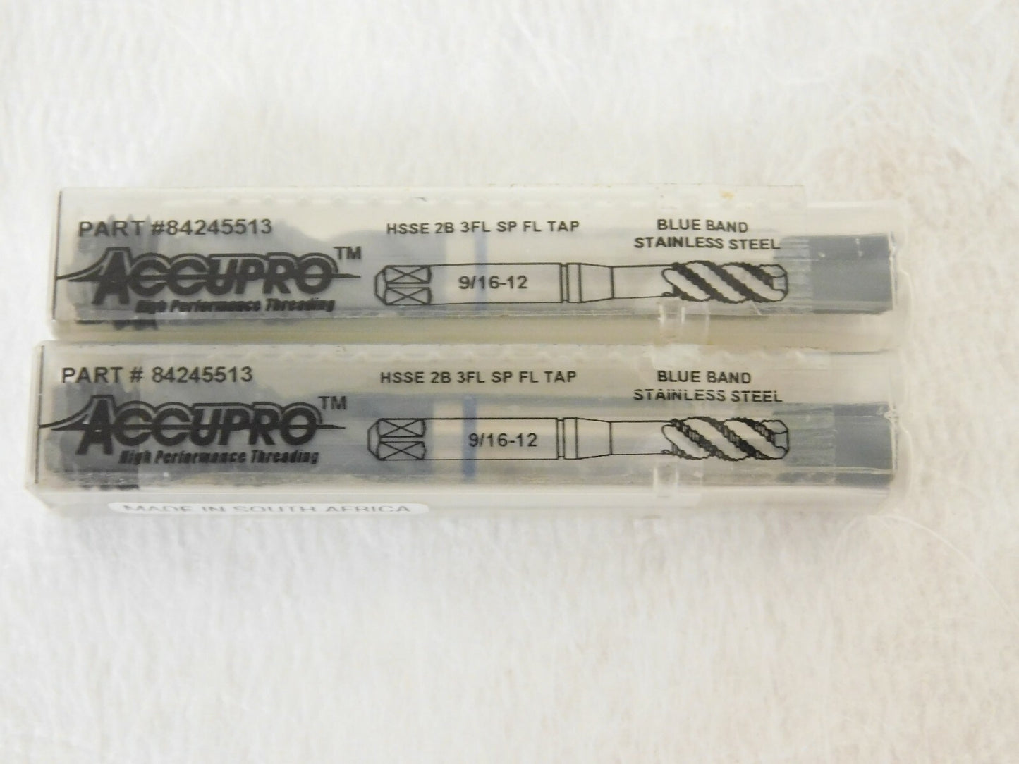 Accupro Spiral Flute Taps Vanadium HSS RH 9/16"-12 UNC-2B 3FL QTY 2 8424551
