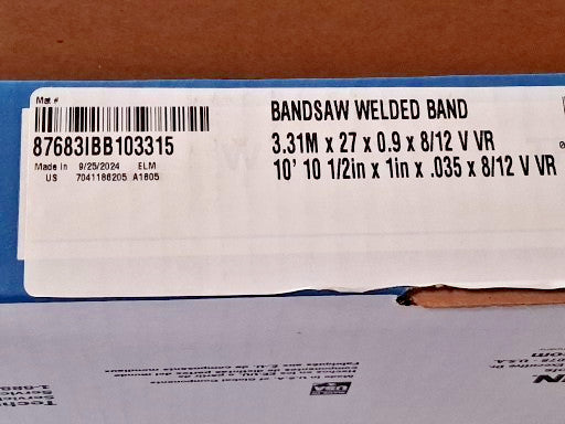 Irwin Blades Welded Bandsaw Blade 10' 10-1/2 Long x 1" Wide 87683IBB103315
