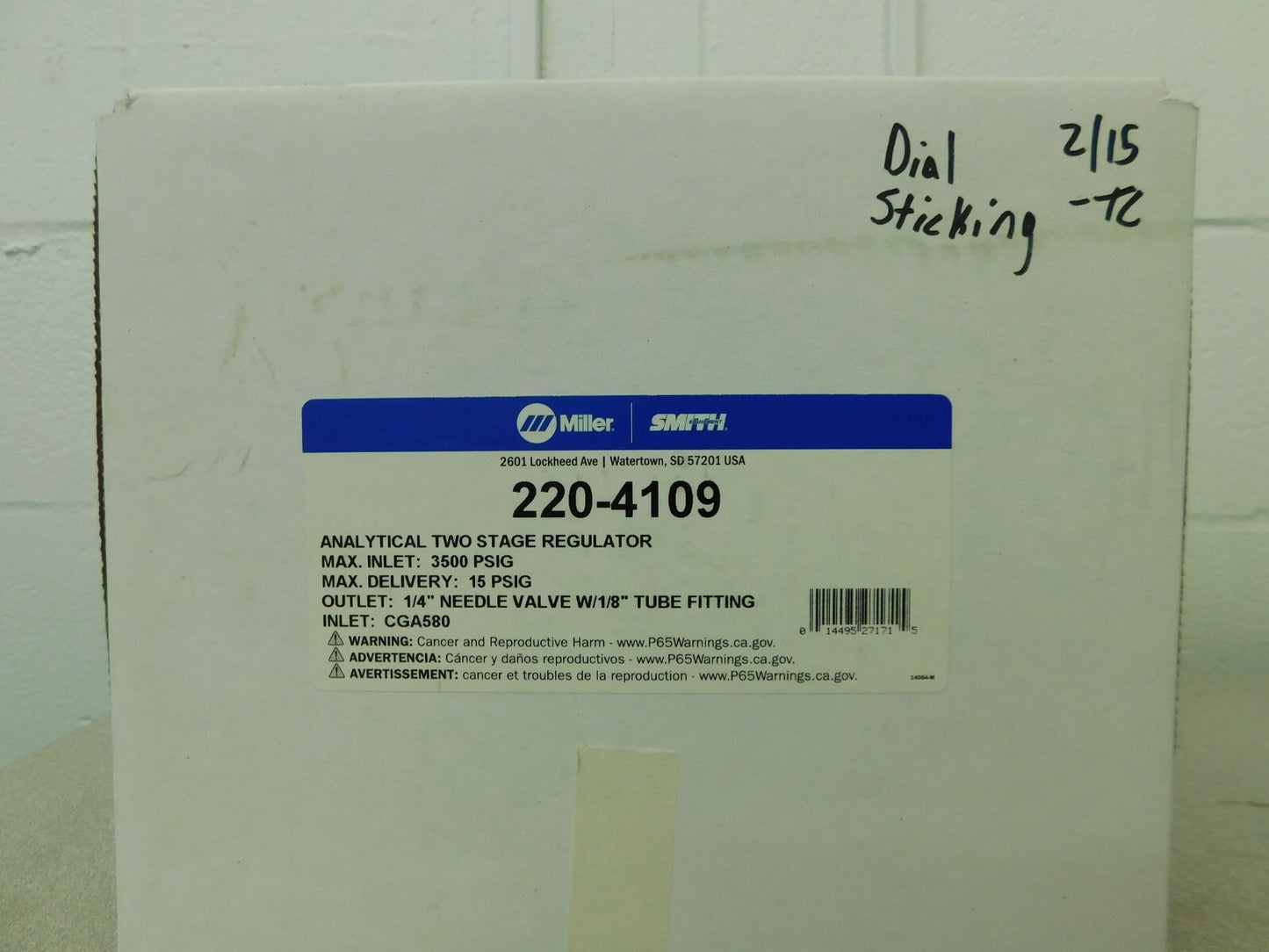 Miller-Smith Nitrogen & Helium Welding Regulator 580 CGA Inlet 220-4109 REPAIR