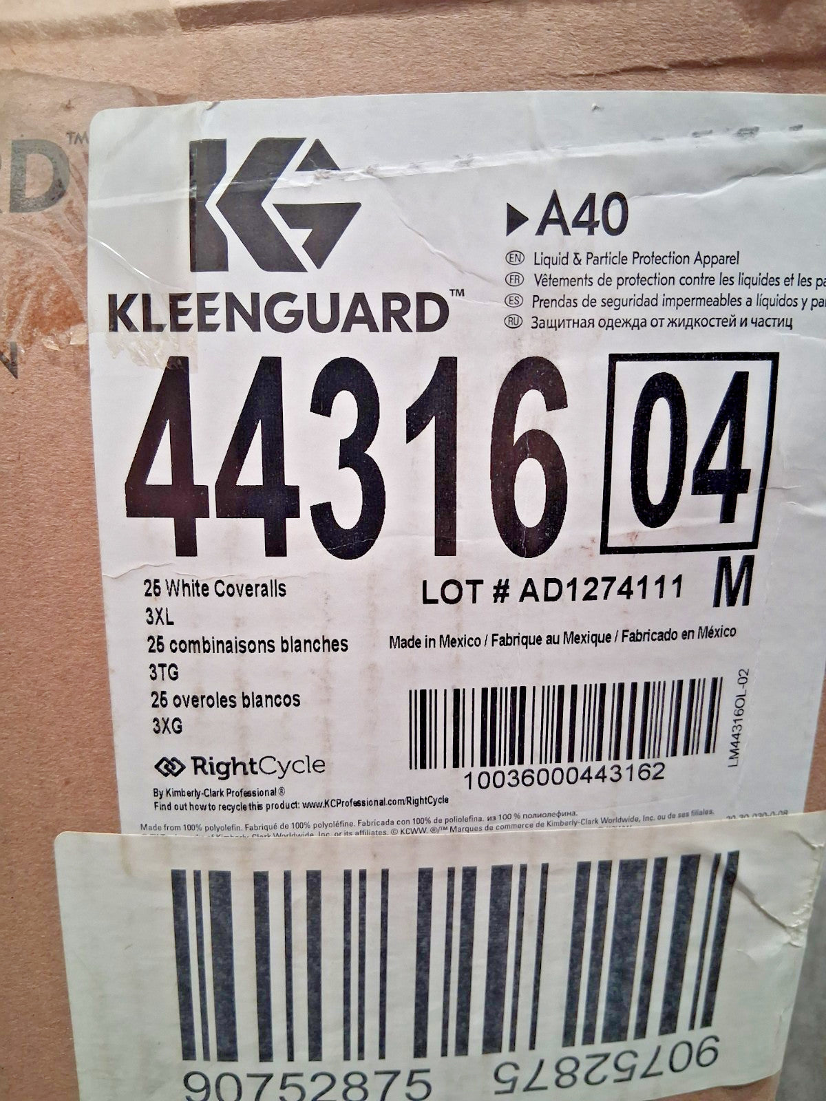 KleenGuard Liquid & Splash Protection Disposable Coveralls QTY25 Size 3XL 44316