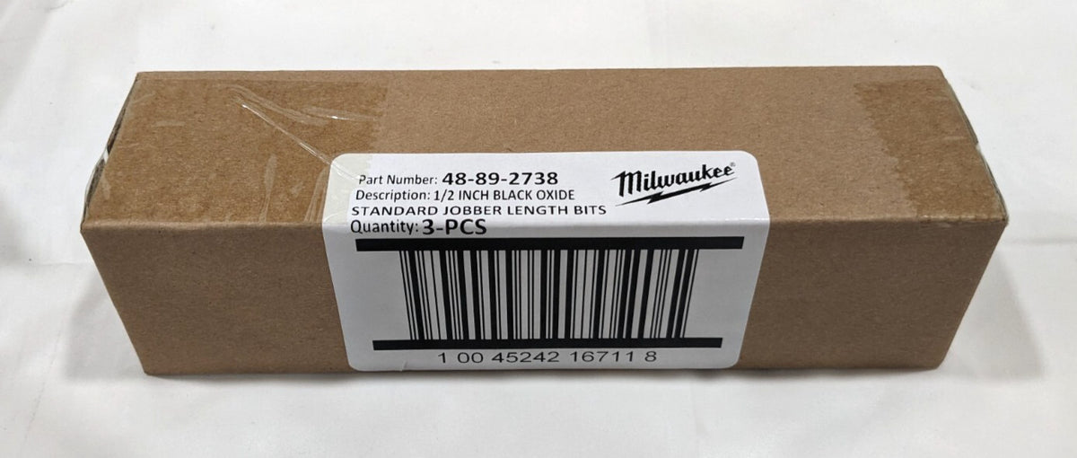 MILWAUKEE Jobber Length Drill Bit 1/2" (0.500") Dia HSS 48-89-2738 *3 PACK*
