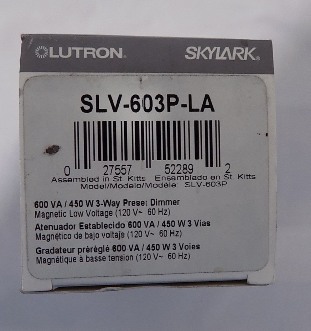 Lutron SLV-603P-LA Skylark 600W Magnetic Low Voltage 3-Way Dimmer LT Almond