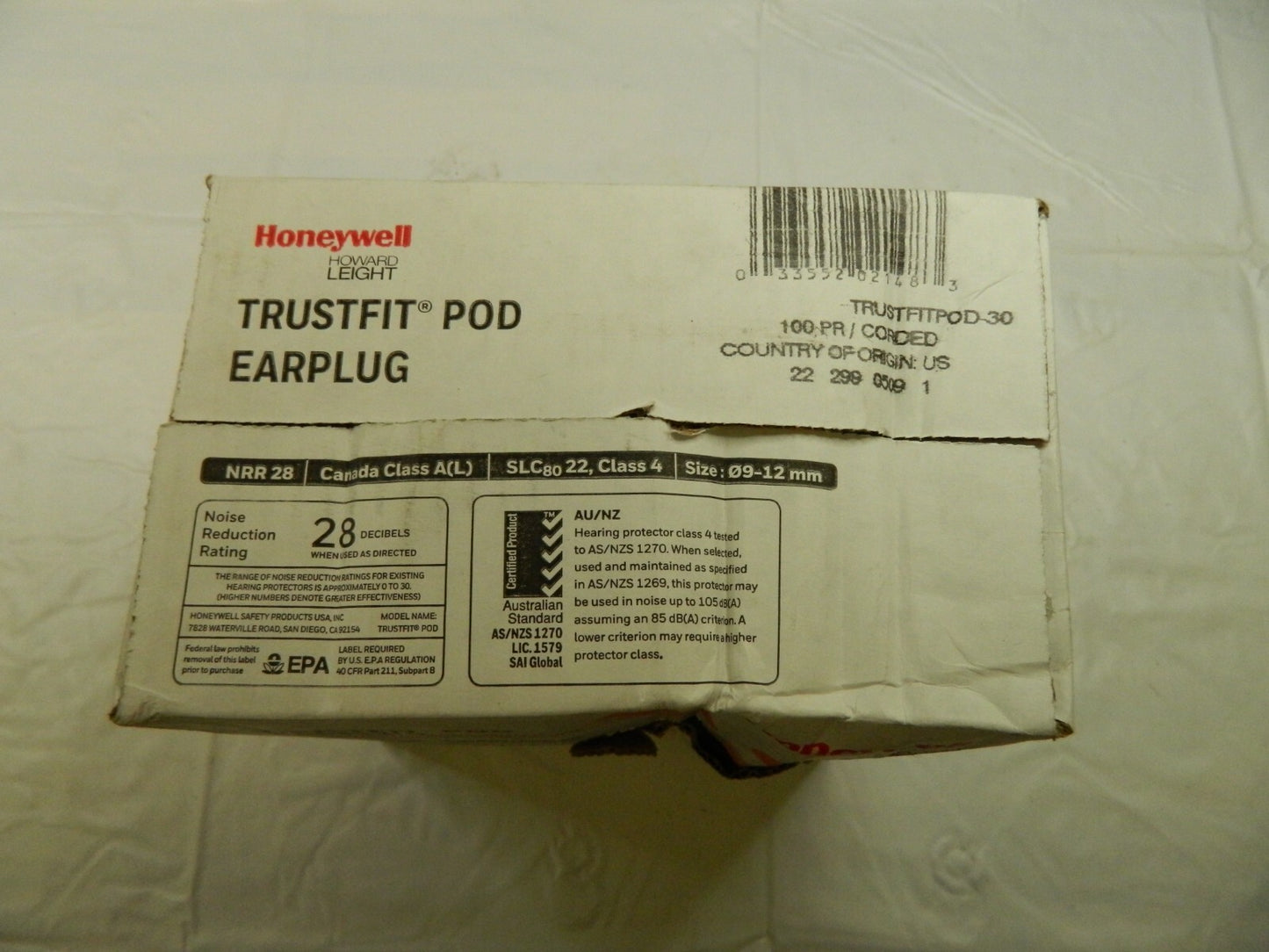 HOWARD LEIGHT Earplug: Foam, Round, Push-In Stem, Corded TRUSTFITPOD-30