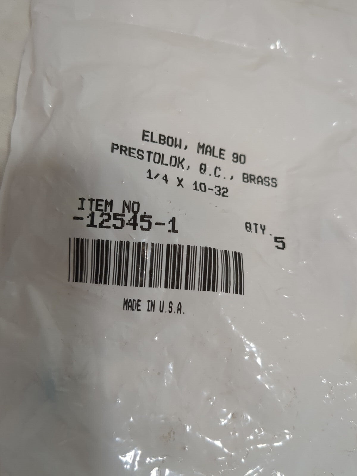PARKER 5pk 10-32 Thread Push-to-Connect TubexMalexTubexMale -12545-1