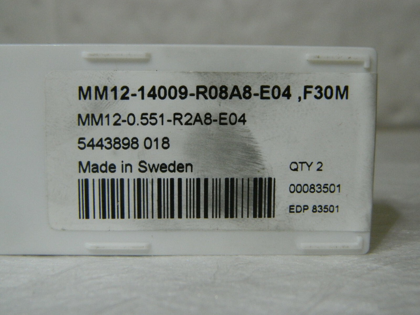 Seco MM12 E04 Grade F30M Carbide End Milling Tip Insert Qty 2 00083501