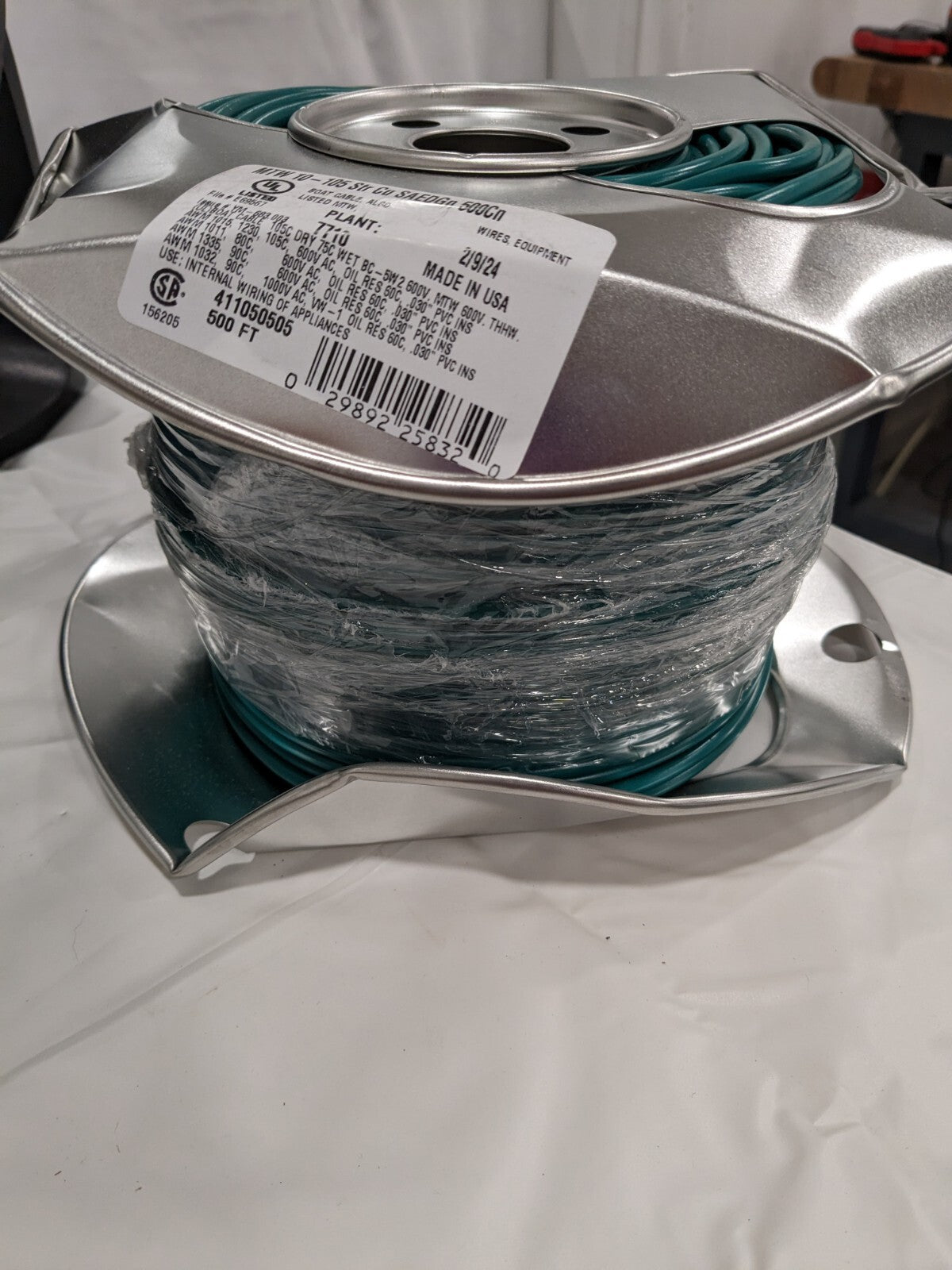 SOUTHWIRE Machine Tool Wire: 10 AWG, Green, 500' L 411050505 DAMAGED SPOOL