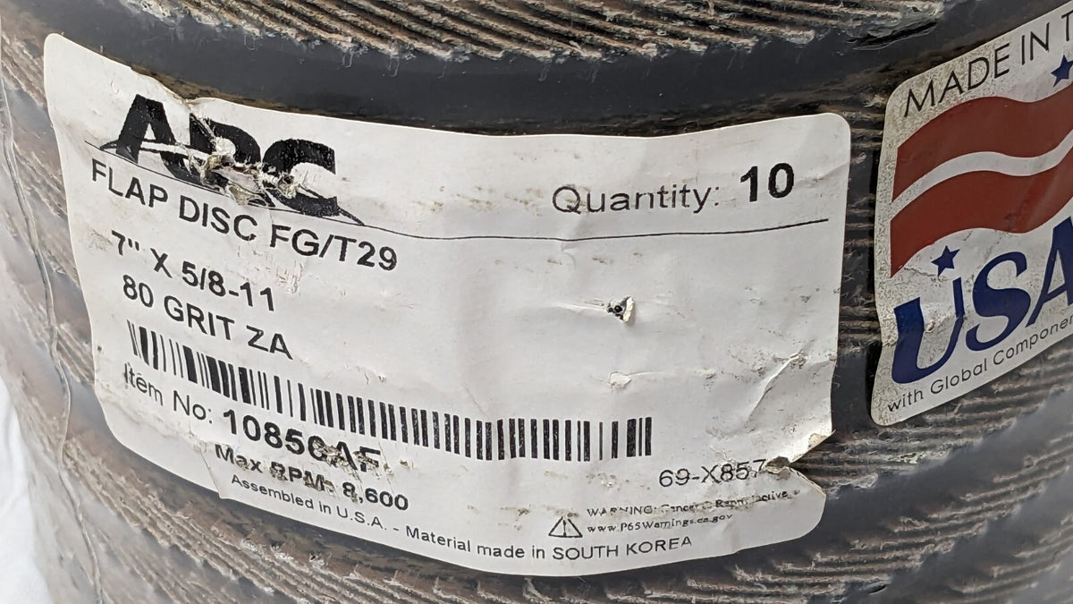 Arc Abrasives Flap Discs ZA Type 29 7" X 5/8"-11 80G 8600 Max RPM QTY