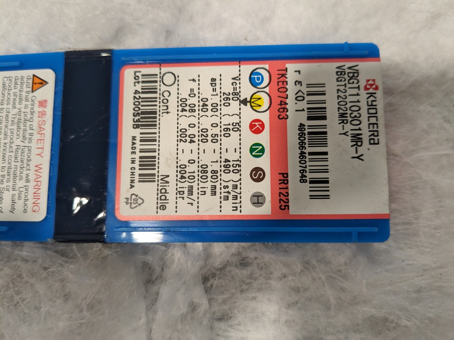 KYOCERA Turning Inserts 10pk: VBGT2202MRY PR1225, Solid Carbide TKE07463
