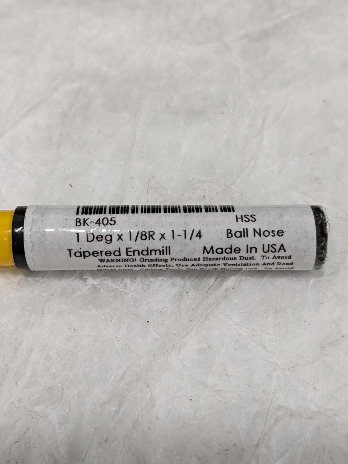 Tapered End Mill: 1 ° per Side, 1/4" Small Dia, 1-1/4" LOC, 3 FL BK-40