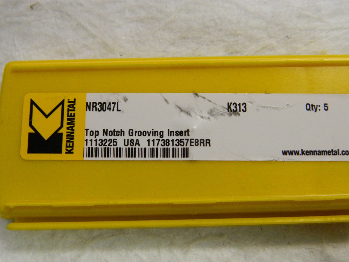 Kennametal 3047NR Cutting Width Carbide Grooving Insert QTY 5 1113225