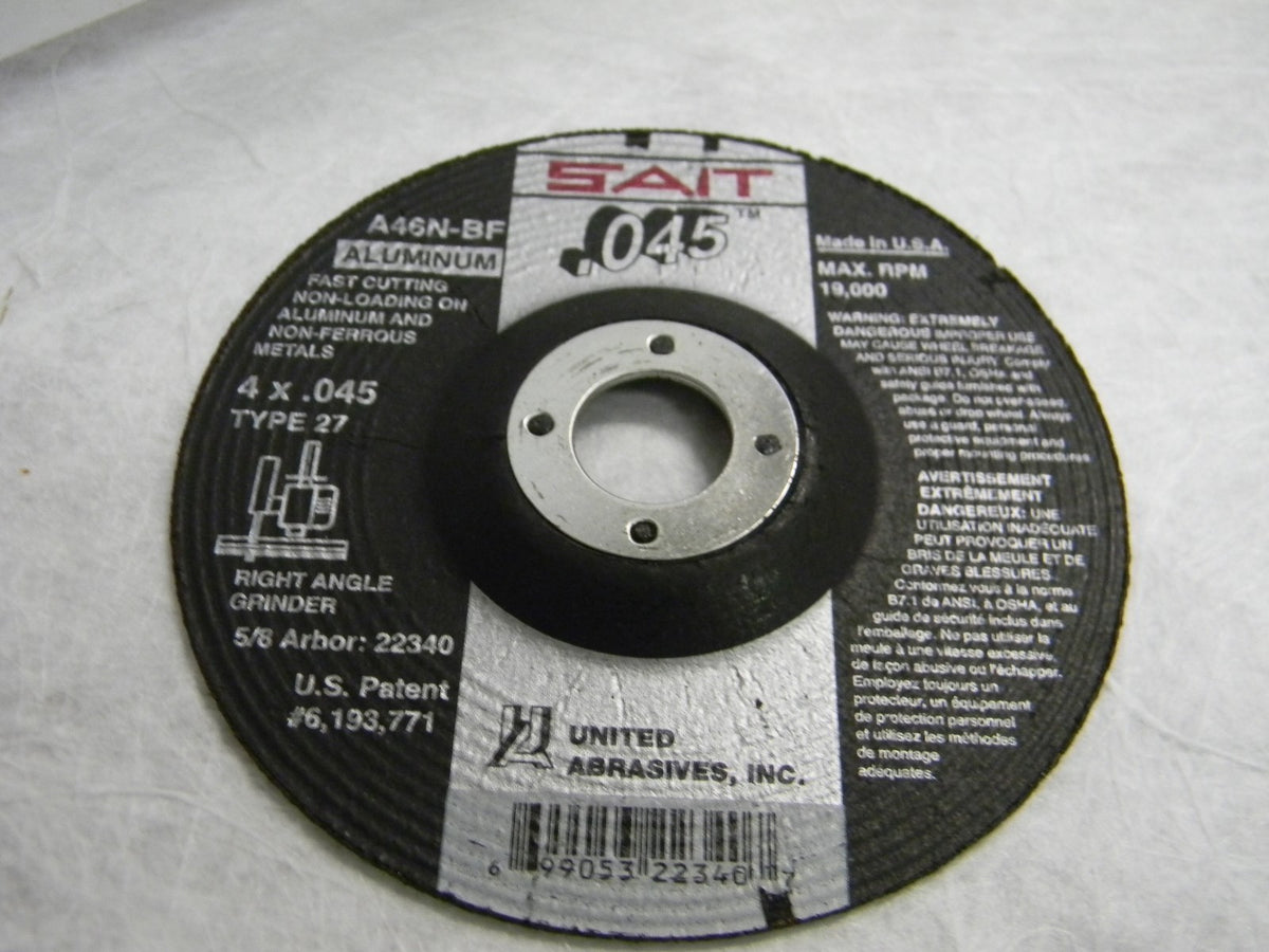 Sait Depressed Center Wheel 46 Grit 4" Diam QTY 50 22340