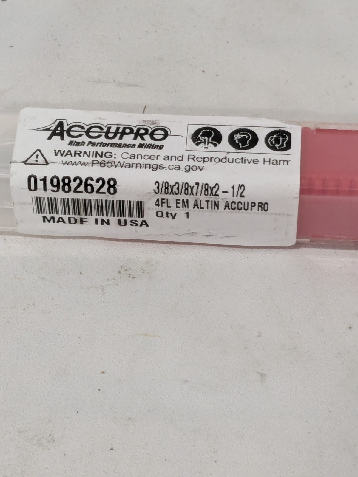 Accupro Square End Mill: 3/8" Dia, 7/8" LOC 2-1/2" OAL 01982628