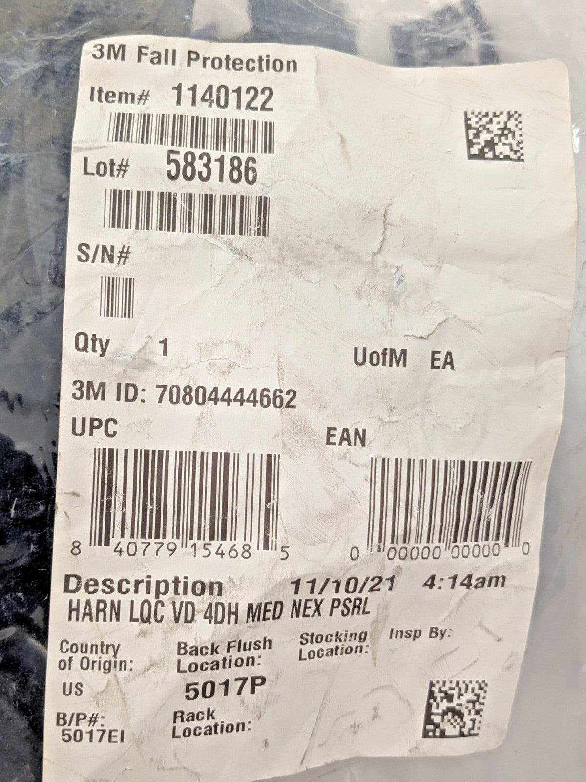 3M DBI-SALA ExoFit Vest-Style Safety Harness Medium 1140122 70804444662