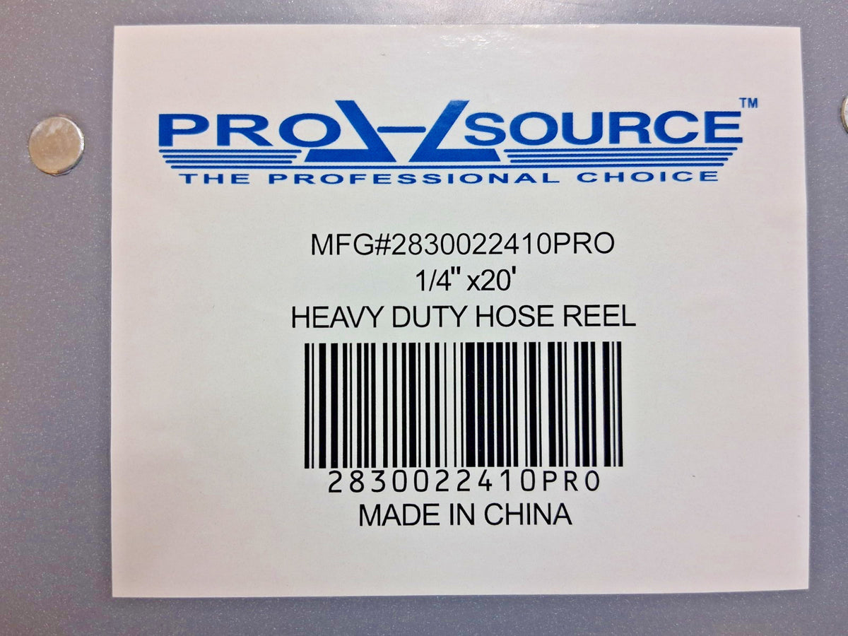 Pro-Source Hose Reel W/ Hose 1/4" Hose ID 20ft Long 2830022410PRO