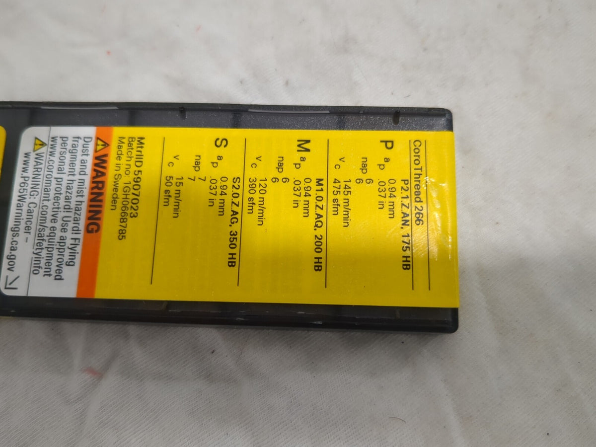 SANDVIKCOROMANT LaydownThreading Insert10pk 266RG16AC01F160E 1135 Carbide5907023