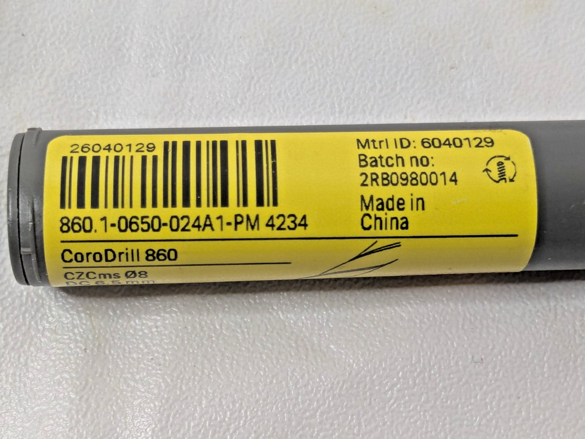 Sandvik Coromant CoroDrill 860 Carbide Drill 860.1-0650-024A1-PM 4234 6040129