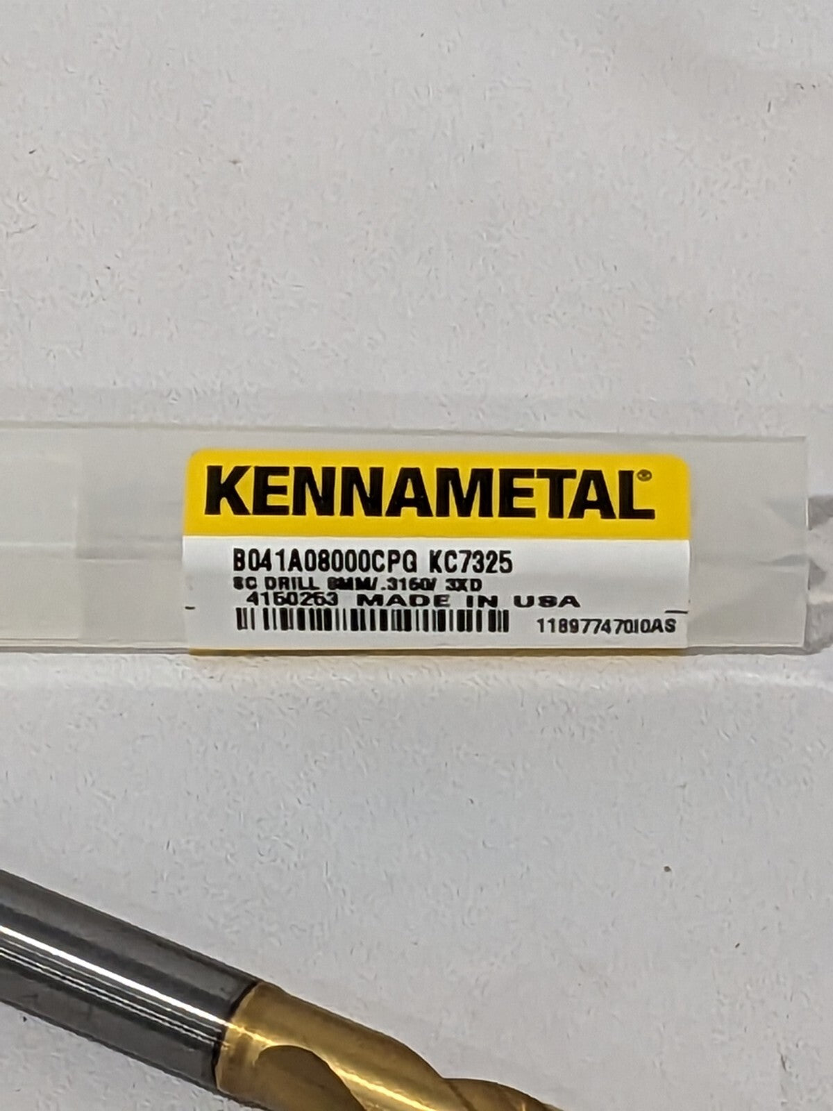 KENNAMETAL Screw Machine Length Drill Bit: 8.00 mm (0.3150) Dia, 140º 4150253