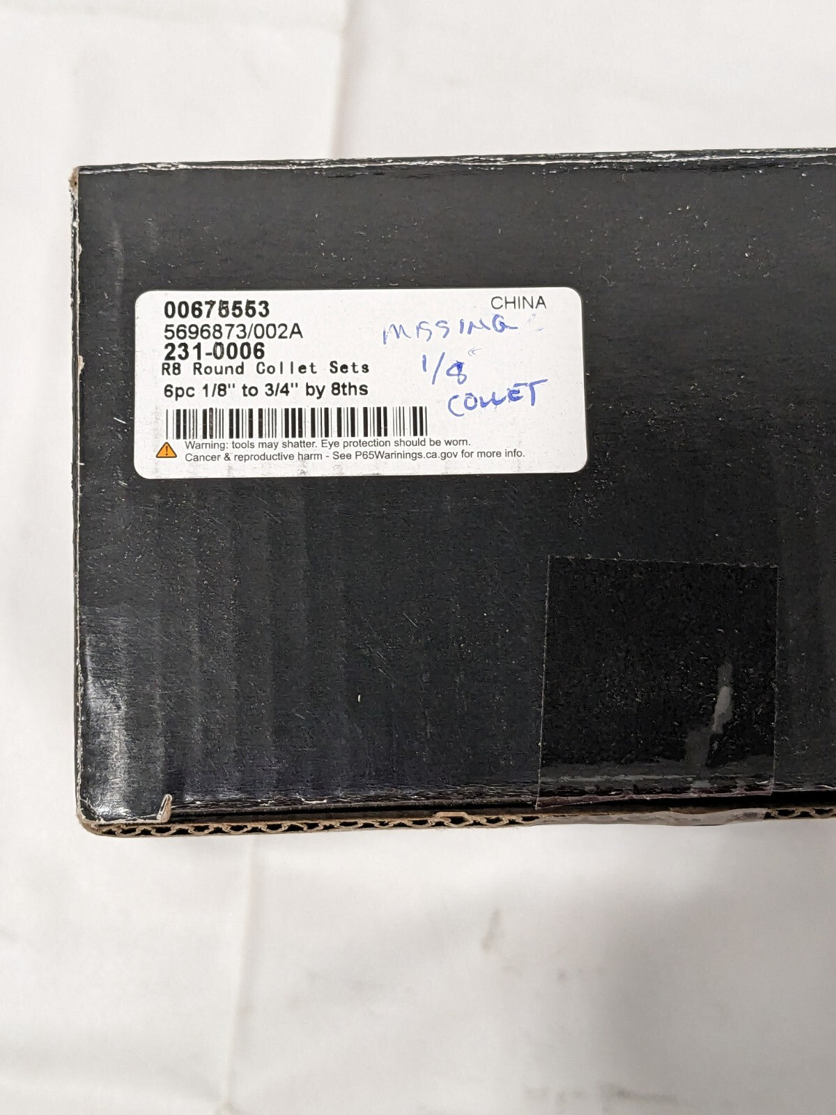 Collet Set: 5 Pc, 1/4 to 3/4" Capacity 231-0006 INCOMPLETE
