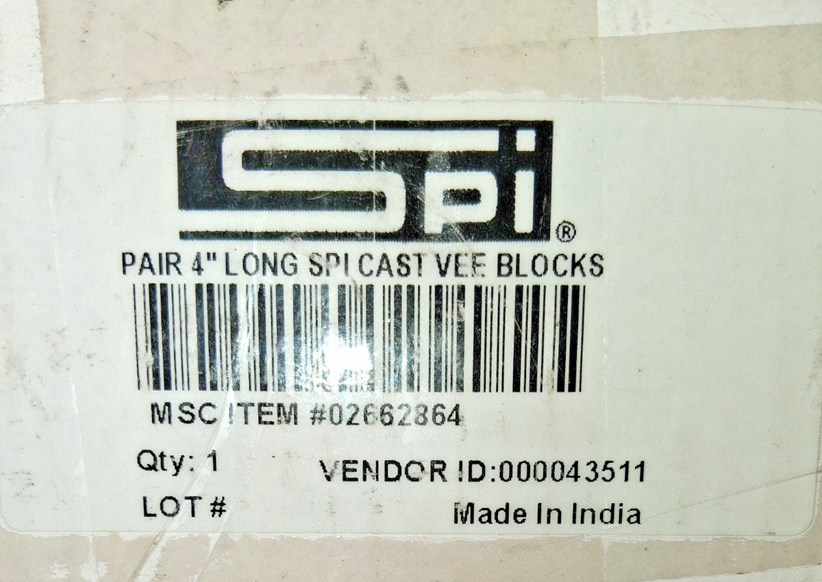 SPI V-Block 2-3/16″ Max Capacity 90 deg V Angle 4″ OAL 1-9/16″ OAW 02662864