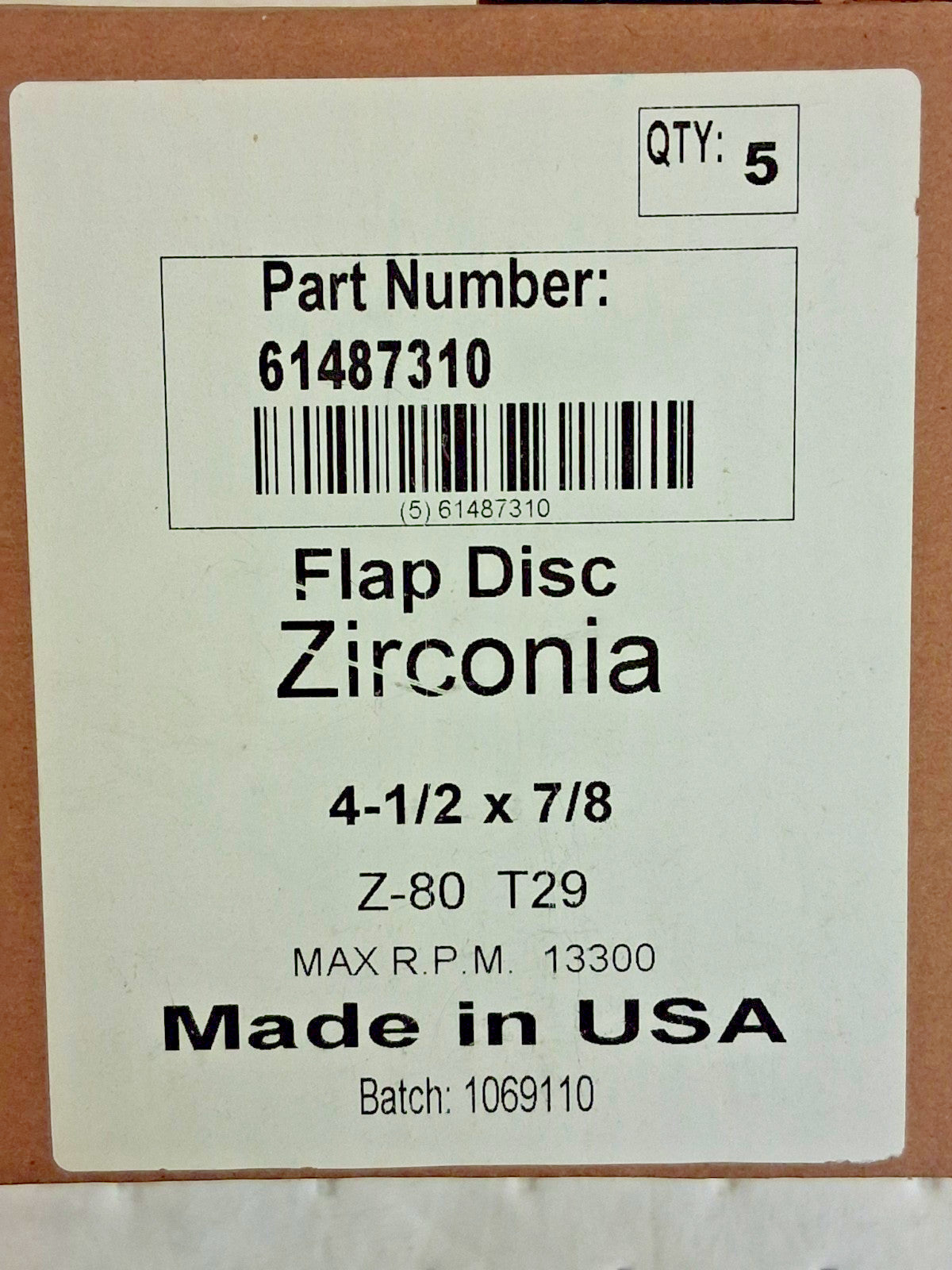 CGW Abrasives Flap Discs QTY10 4-1/2" Dia 7/8" Hole Zirconia Alumina 29445RWB