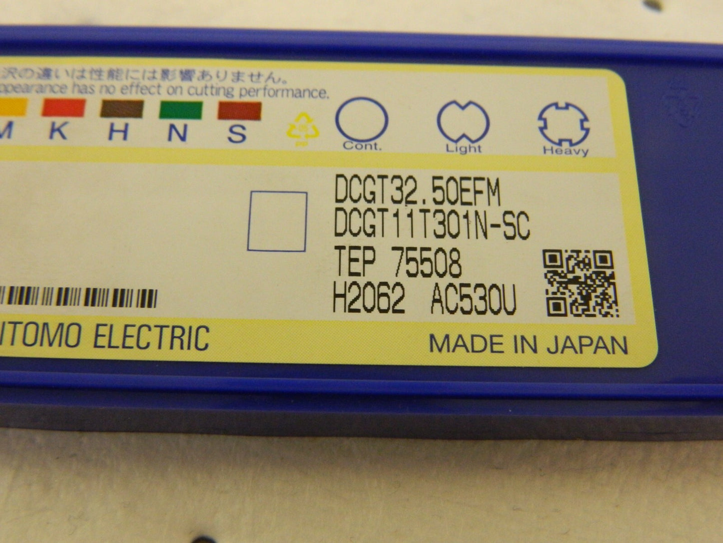 SUMITOMO Turning Inserts qty 10: DCGT32.50EFM AC530U, Solid Carbide 10HM038