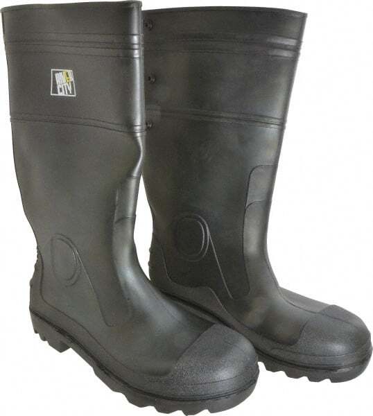 MCR SAFETY Work Boot: Size 11, 16" High Black Plain Toe PBP12011