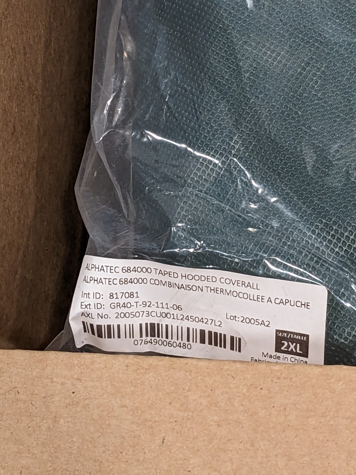 Ansell Disposable Chemical Coveralls Sz 2XL Qty 5 GR40-T92-111-06 NO MASK