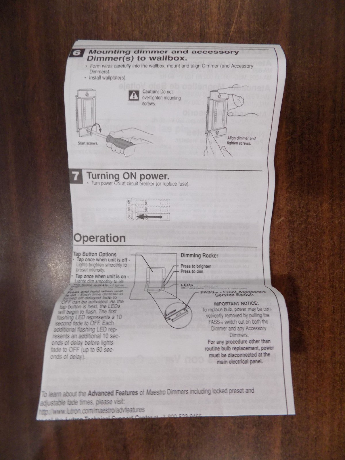 Lutron MA-1000-AL Maestro 1000W Incandescent / Halogen Dimmer Almond