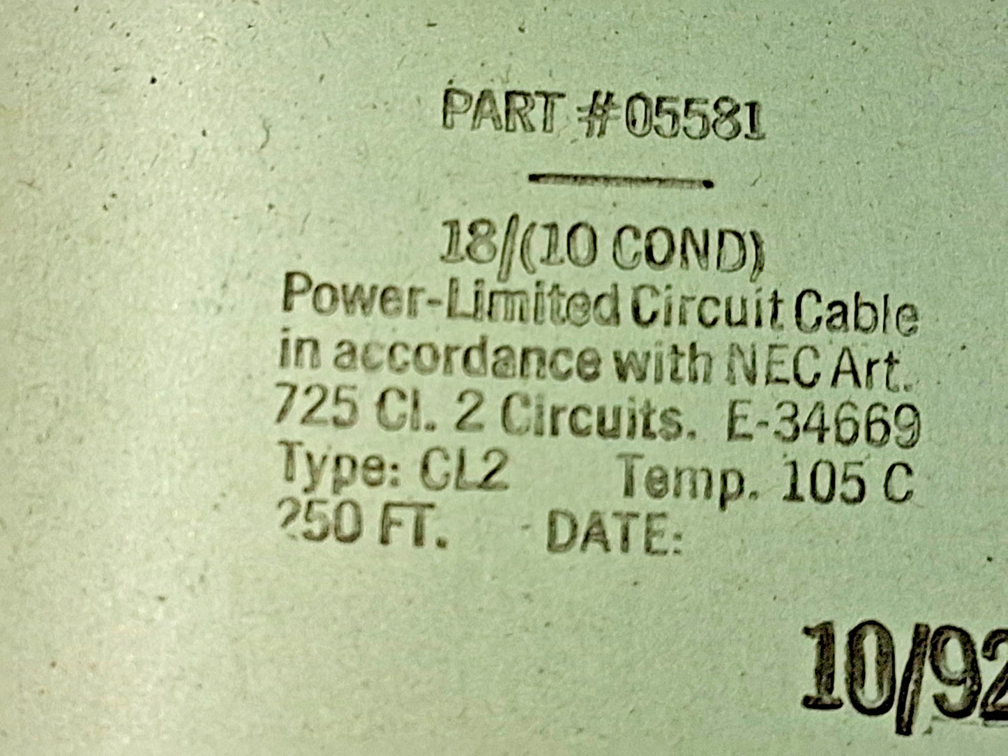 Carol Cable 10 Conductor Power Limited Circuit Cable 250ft 20AWG 05581