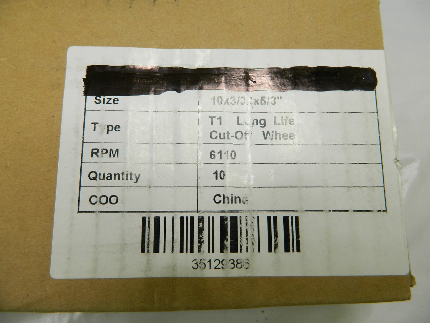 TRU-MAXX AO Cutoff Wheel Type 1, 10" Dia, 3/32" Thick, 5/8" Hole Qty 10 35129386