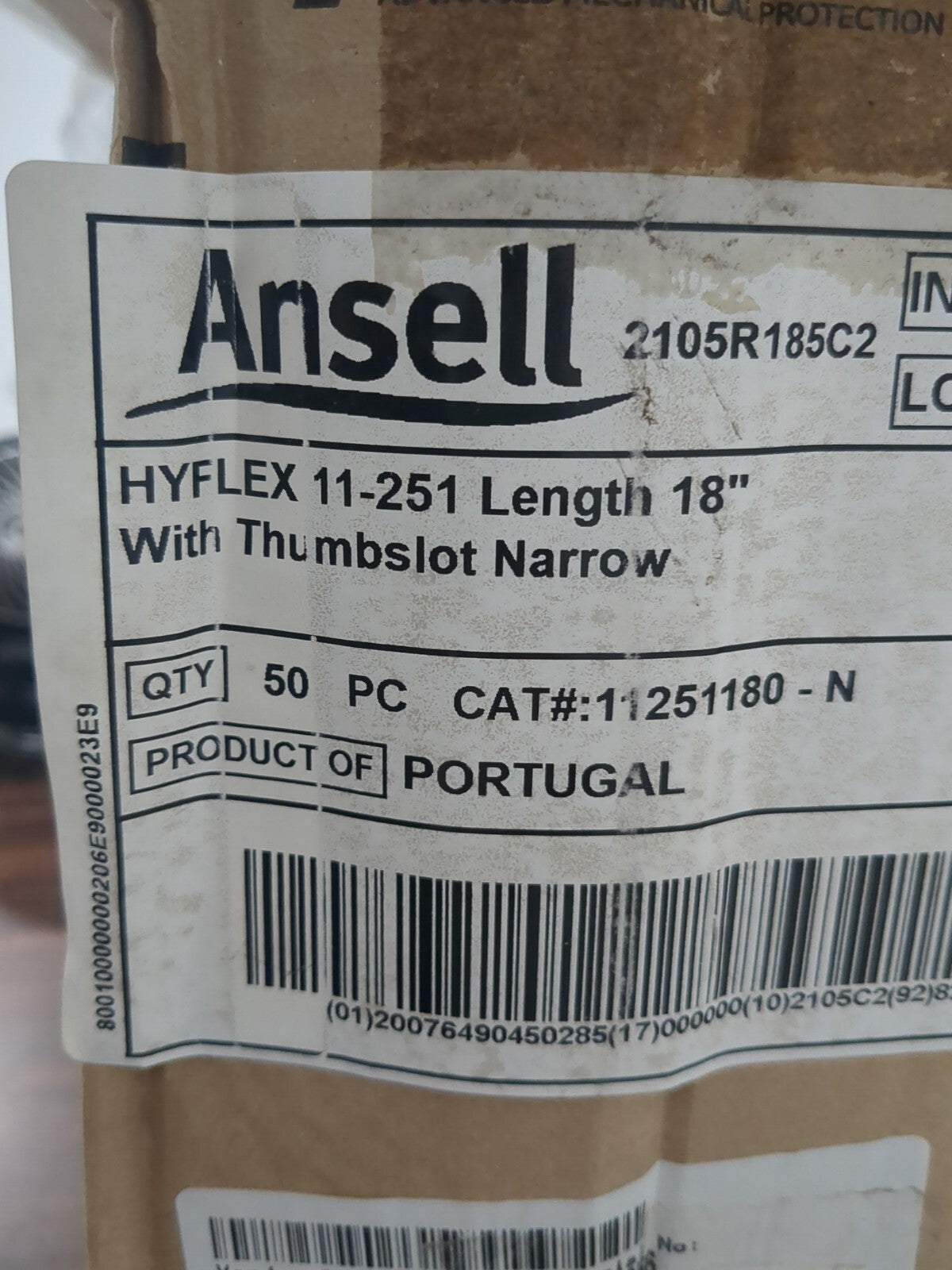 ANSELL 50pk Cut & Puncture-Resistant Sleeves Polyethylene Red 11-251-12-N