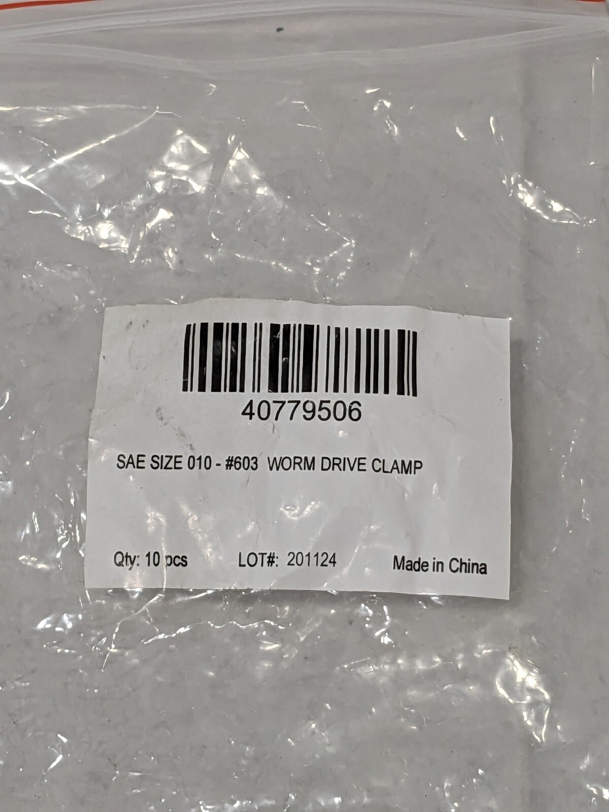 Worm Gear Clamp: SAE 10, 1/2 to 1-1/16" Dia Qty 10 40779506