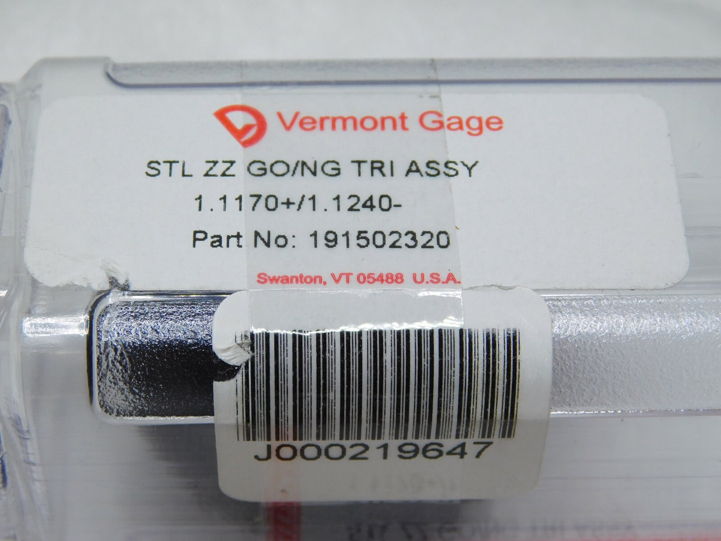 Vermont Gage STL ZZ GO/NO-GO Trilock Assy 1.1170+/1.1240- 191502320