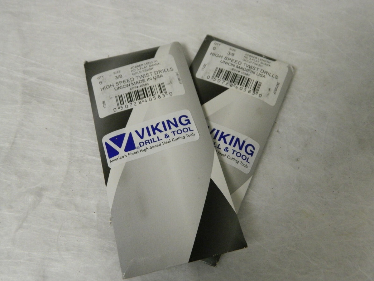 Viking Drill High Speed Jobber Length Drill 3/8" HD-3 Flat Shank Qty 12 405